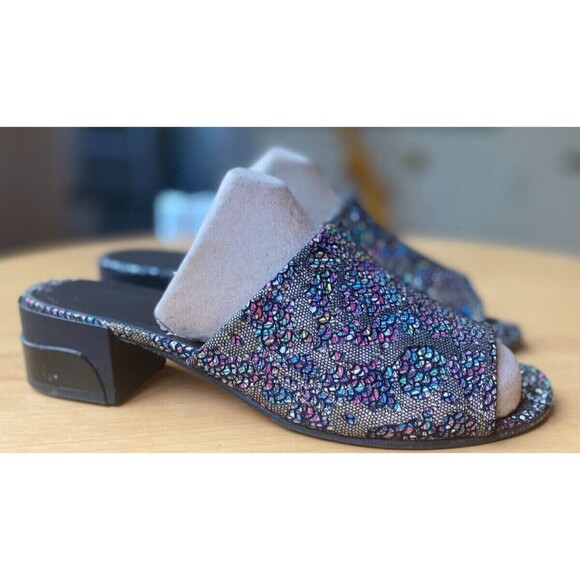 Brunate Mules Pumps 9.5 EU 40 Multicolor Leather Block Heels Open Toe Made Italy - Picture 6 of 6